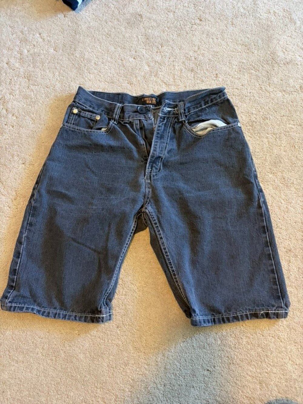 Street rules black denim shorts